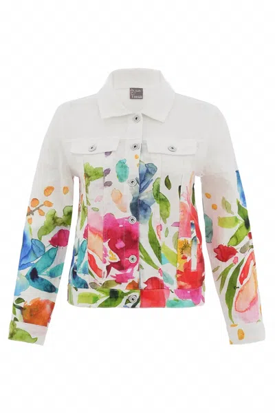 Dolcezza Women's Linen Jacket In Spring Delight In Multi