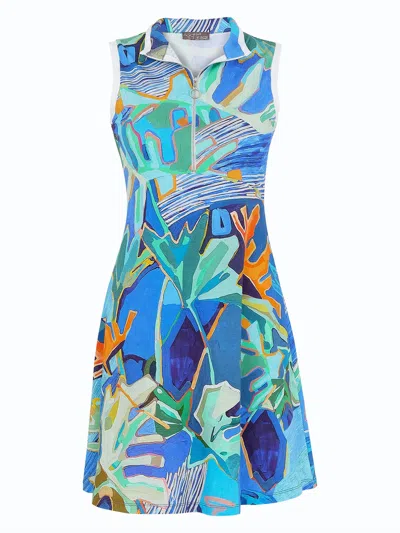 Dolcezza Women's Palmetto Series Zip Dress In Brights In Blue