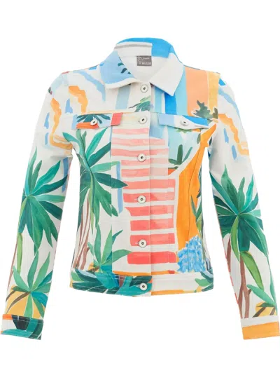 Dolcezza Women's Pots On The Stairs Jean Jacket In Multicolor