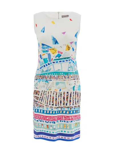 Dolcezza Women's Print Sleeveless Dress In Colours Of The Wind In White