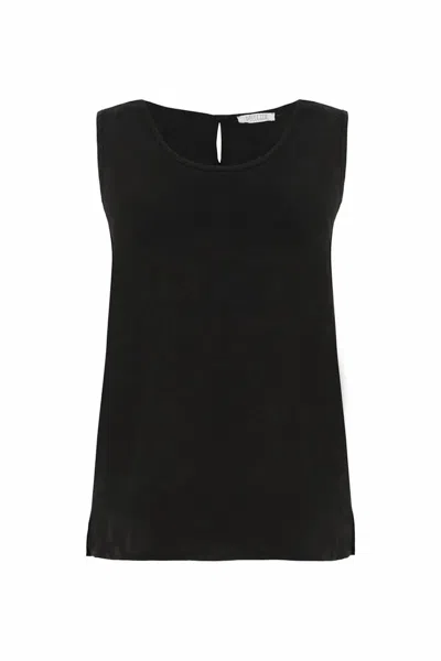Dolcezza Women's Scoop Neck Linen Cami Top In Black