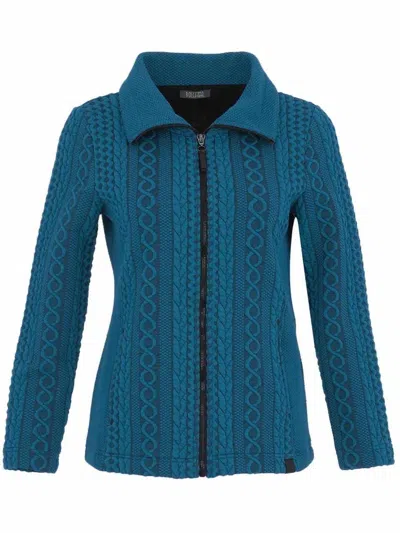 Dolcezza Women's Zip Colorful Sporty Chic Jacket In Teal In Blue