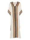 Dolci Follie Abstract-print Beaded Kaftan In Neutrals