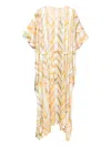 Dolci Follie Chevron-pattern Kaftan In Gold