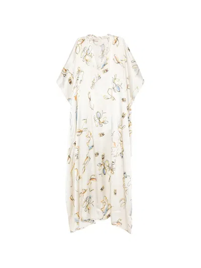 Dolci Follie Floral-pattern Maxi Kaftan In White