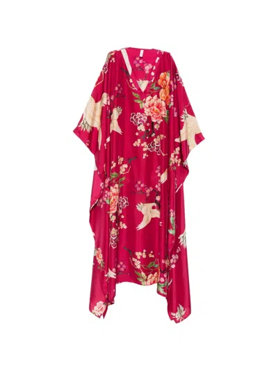 Dolci Follie Floral-print Maxi Kaftan In Red