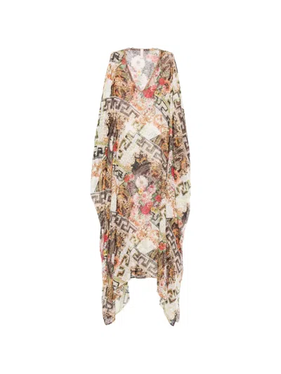 Dolci Follie Greek Meander Maxi Kaftan In Multi
