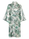 Dolci Follie Metallic-print Mid-length Robe In Green
