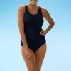 Dolfin Aquashape Conservative Lap Suit Womens One Piece Swimsuit In Blue