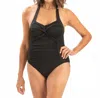 Dolfin Aquashape Solid Sweetheart One-piece Swimdress In Black In Black