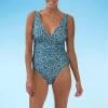 Dolfin Aquashape Surplice Wrap Womens One Piece Swimsuit In Blue