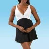 Dolfin Aquashape Women's V-neck Wrap Swim Dress Womens Swim Dress In Multi
