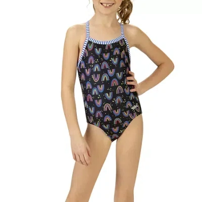 Dolfin Big Kid Girls Easy-on + Easy-off One Piece Swimsuit In Blue
