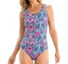 Dolfin Chlorine Resistant Scoop Back One Piece Swimsuit In Ibiza In Multi