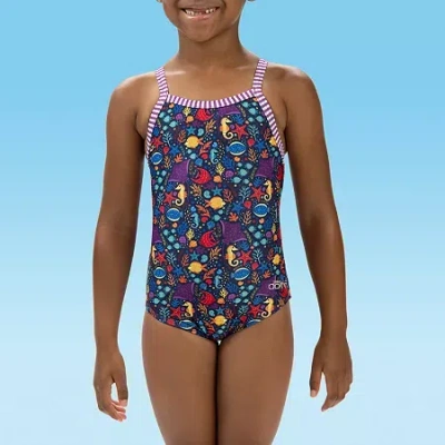 Dolfin Little & Big Kid Girls Easy-on + Easy-off One Piece Swimsuit In Blue