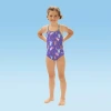 Dolfin Print Toddler & Little Girls Easy-on + Easy-off One Piece Swimsuit In Purple