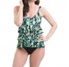 Dolfin Printed Chlorine Resistant Scoop Neck One Piece Swimsuit In Dol Avanti Turquoise In Multi
