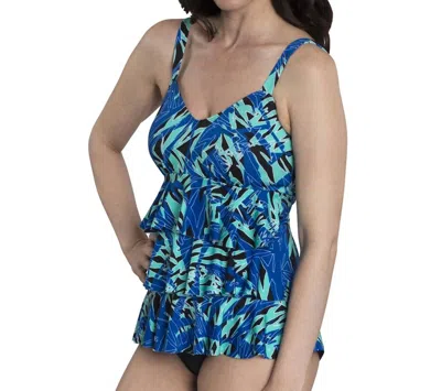 Dolfin Printed Chlorine Resistant Scoop Neck One Piece Swimsuit In Dol St Lucia Blue