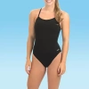 Dolfin Reliance Solid V-back Womens One Piece Swimsuit In Black