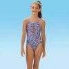 Dolfin Uglies Youth Girls' Print 1-piece Little & Big Kid Girls Easy-on + Easy-off One Piece Swimsuit In Blue