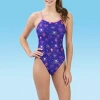 Dolfin Womens Easy-on + Easy-off Hearts Juniors One Piece Swimsuit In Purple