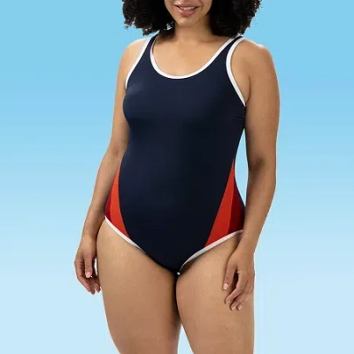 Dolfin Womens Easy-on + Easy-off One Piece Swimsuit In Blue