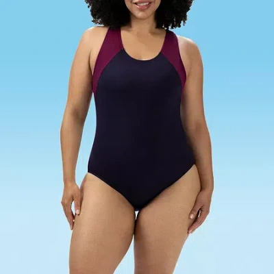 Dolfin Womens Easy-on + Easy-off Panel One Piece Swimsuit In Purple
