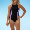 Dolfin Womens One Piece Swimsuit In Black