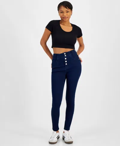 Dollhouse Juniors' Exposed Button Skinny Jeans In Cortney | ModeSens