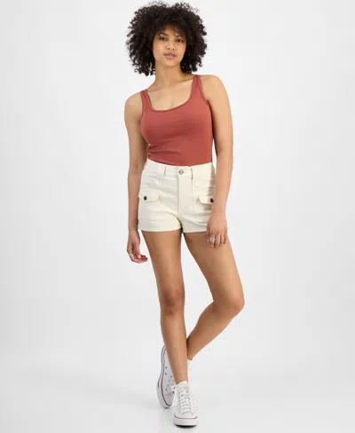 Dollhouse Juniors' High Rise Cargo Shorts In Vanilla
