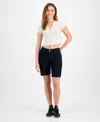 Dollhouse Juniors' High-rise Frayed Bermuda Shorts In Black