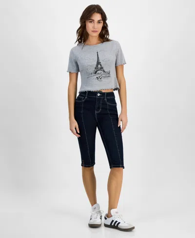 Dollhouse Juniors' Seam Front High-rise Capri Jeans In Phoenix