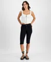 Dollhouse Juniors' Seam Front High-rise Capri Jeans In Pure Black
