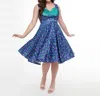 Dolly And Dotty Grace Peacock Pleated Bust Dress In Purple In Purple