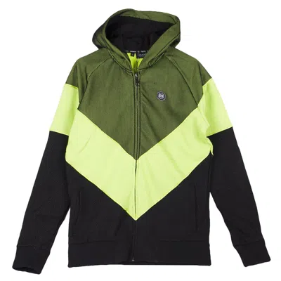 Dolly Noire Flight Men's Zip Hoodie In Nero/verde Lime