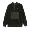 Dolly Noire Men's High Neck Fleece Half Zip Sweatshirt Black In Black