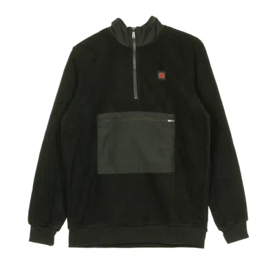 Dolly Noire Men's High Neck Fleece Half Zip Sweatshirt Black