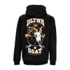 Dolly Noire Men's Lightweight Hooded Sweatshirt Goat Skull Hoodie Black In Black