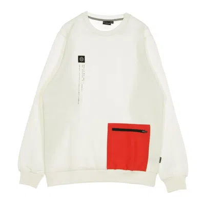 Dolly Noire Men's Pocket Crewneck Sweatshirt White&red White/red In Multi