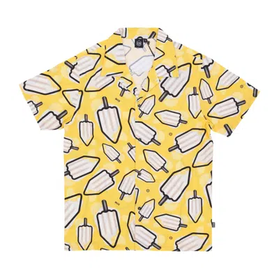 Dolly Noire Men's Short Sleeve Shirt Mambo Lemon Pattern Bowling Shirt Yellow