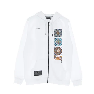 Dolly Noire Men's Zip Hoodie Sweatshirt Printed Circuit Board Hoodie White
