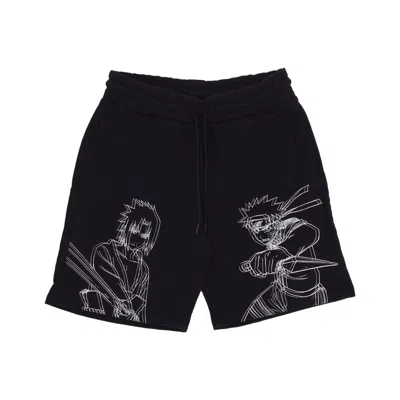 Dolly Noire Naruto & Sasuke Sweatshorts Men's Short Tracksuit Pants Black In Animal Print