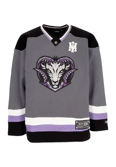 Dolly Noire Type Hockey Man Goat Hockey Crewneck Grey In Gray
