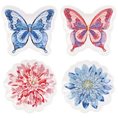 Dolly Parton Jeweled Mosaic Figural Accent Plates, Set Of 4 In Blue;pink
