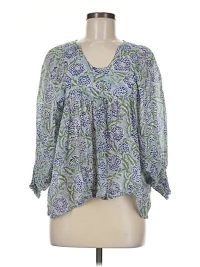 Pre-owned Dolma 3/4 Sleeve Blouse In Blue