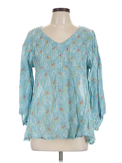 Pre-owned Dolma 3/4 Sleeve Blouse In Blue