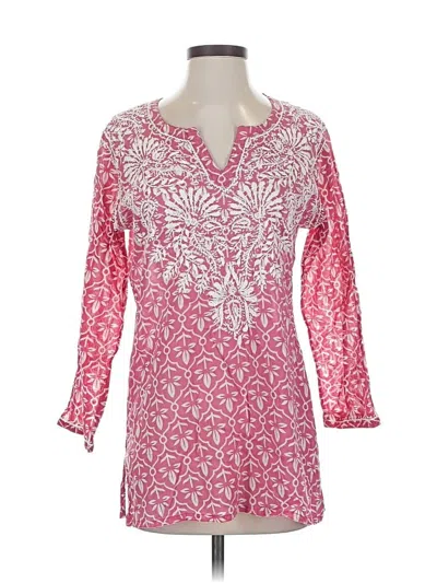 Pre-owned Dolma 3/4 Sleeve Blouse In Pink