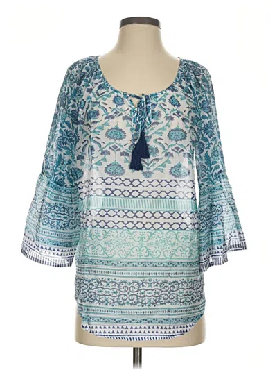 Pre-owned Dolma 3/4 Sleeve Blouse In Teal