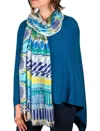 Dolma Amelia Mediterranean Modal Scarf In Geometric Blue/yellow In Multi