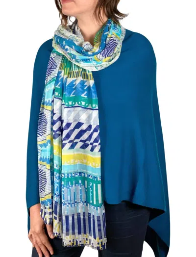 Dolma Amelia Mediterranean Modal Scarf In Geometric Blue/yellow In Multi